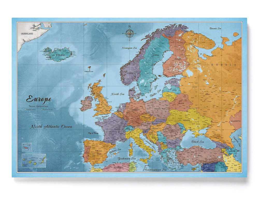 Nachhaltige Dekoration: Europakarten als Kork Pinnwand für umweltbewusste Reisende