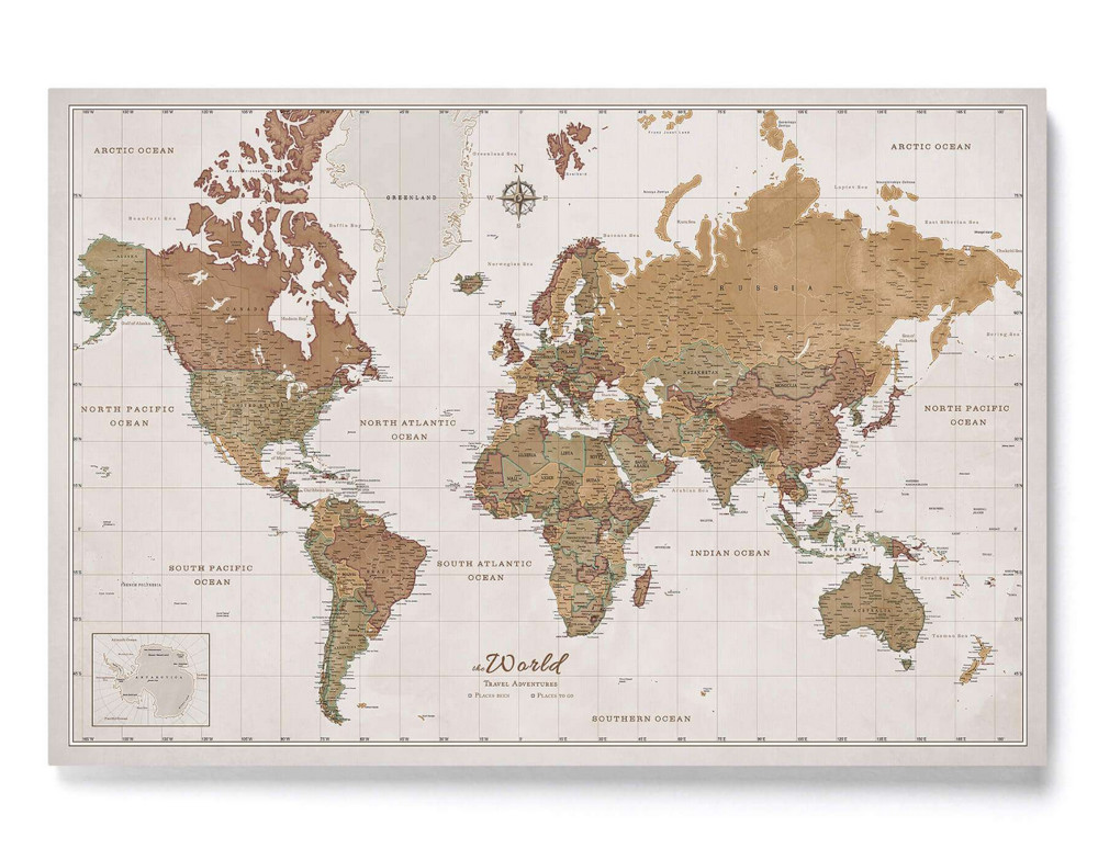 Interaktive Weltkarte aus Kork als Pinnwand: Deine Abenteuer auf einen Blick